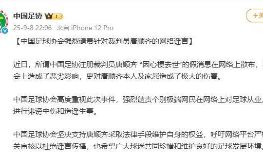 app下载-中国足球协会强烈谴责针对裁判员唐顺齐的网络谣言